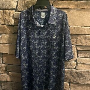 Callaway Navy and White Patterned Golf Shirt